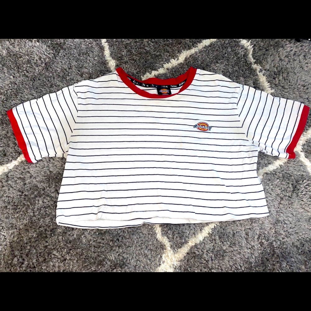 A Dickies white, black, and red collar tshirt